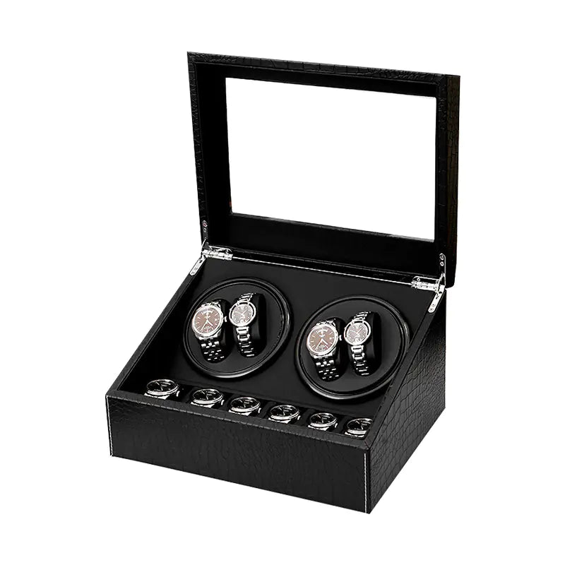 Automatic Watch Winder Box with Black Crocodile Pattern