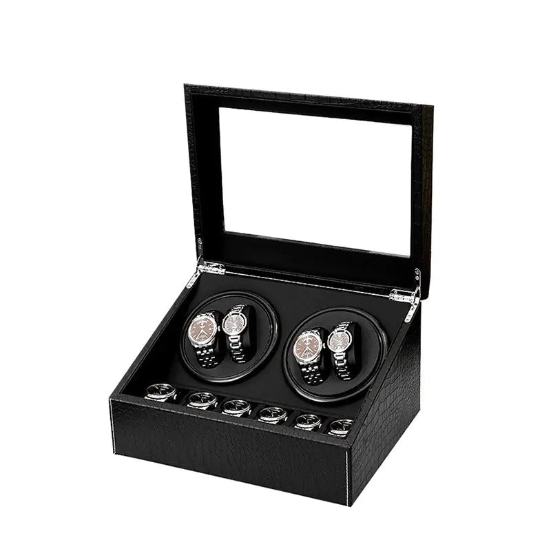 Automatic Watch Winder Box with Black Crocodile Pattern