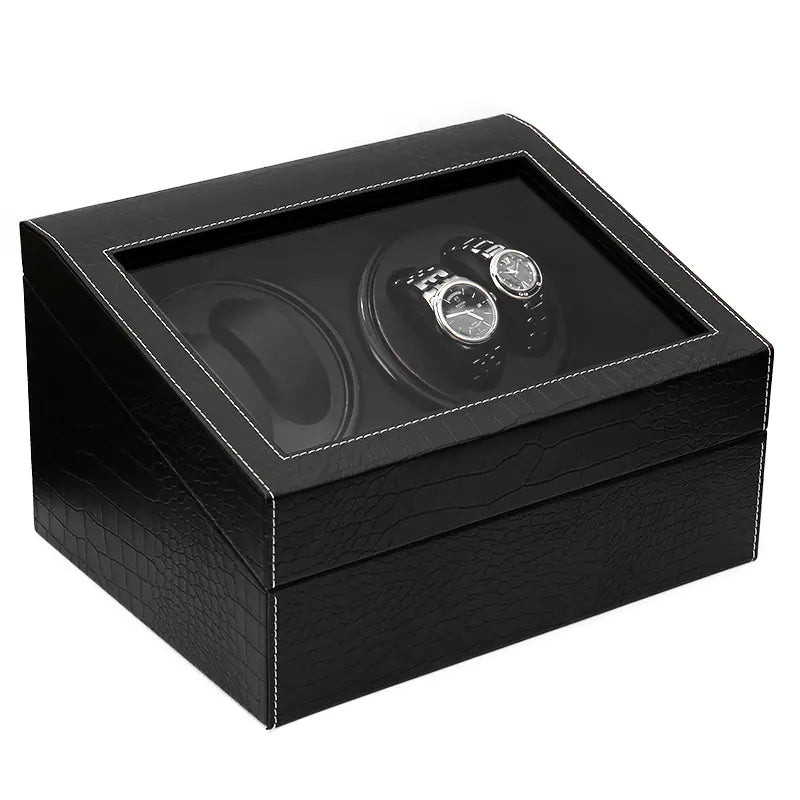 Automatic Watch Winder Box with Black Crocodile Pattern