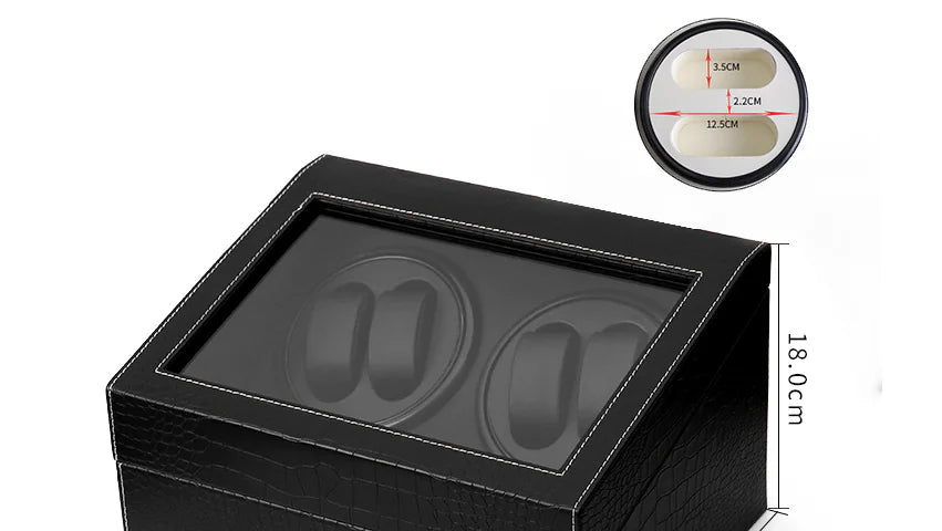 Automatic Watch Winder Box with Black Crocodile Pattern
