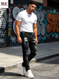 Black Coated Slim Moto Jeans