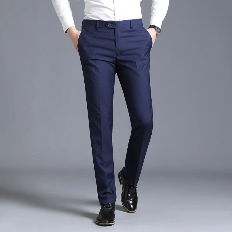 Slim Fit Wool Blend Dress Trousers
