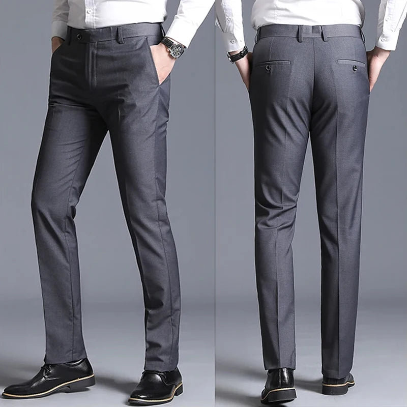 Slim Fit Wool Blend Dress Trousers