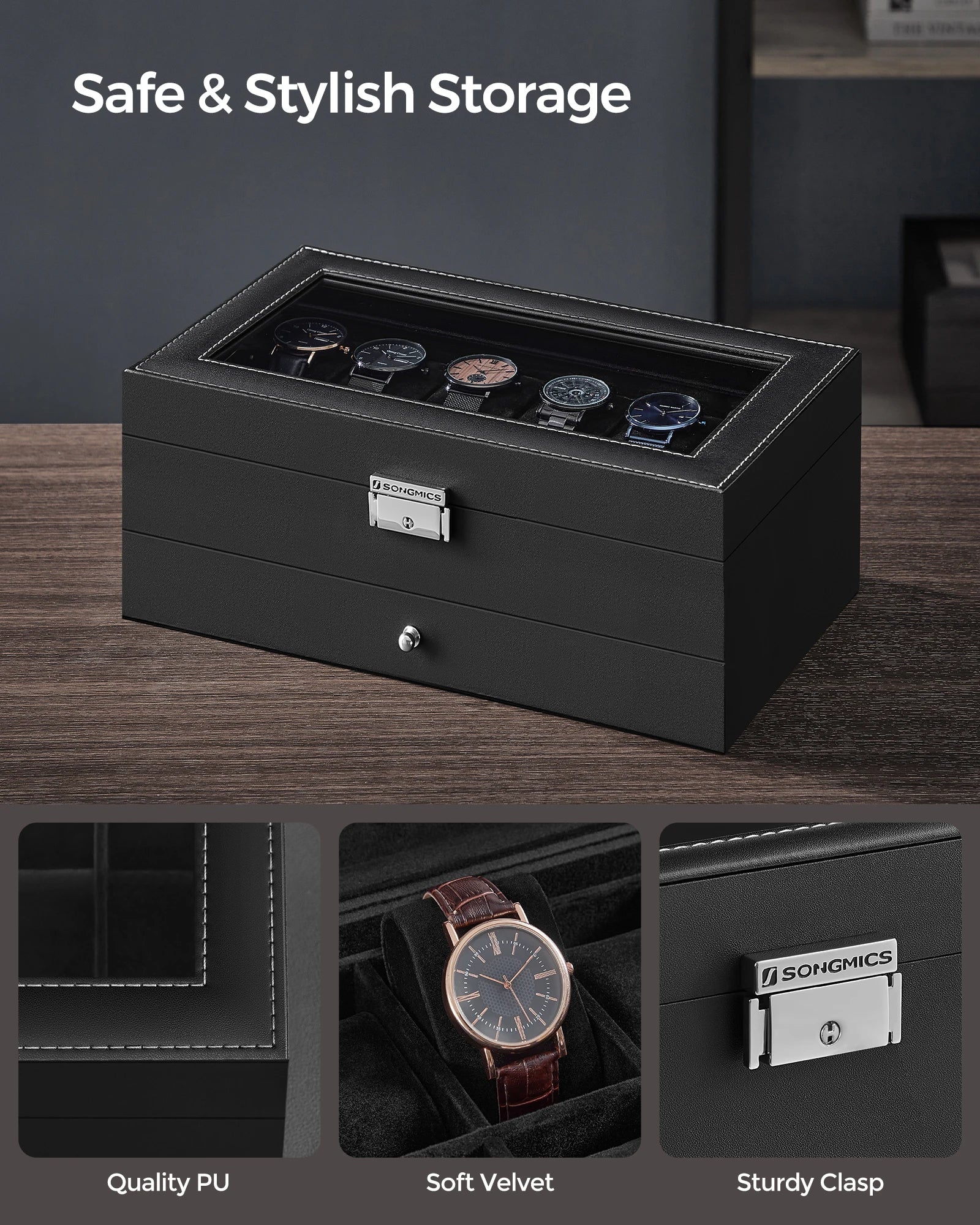 4-Watch Dual Layer Display Case with Mirror
