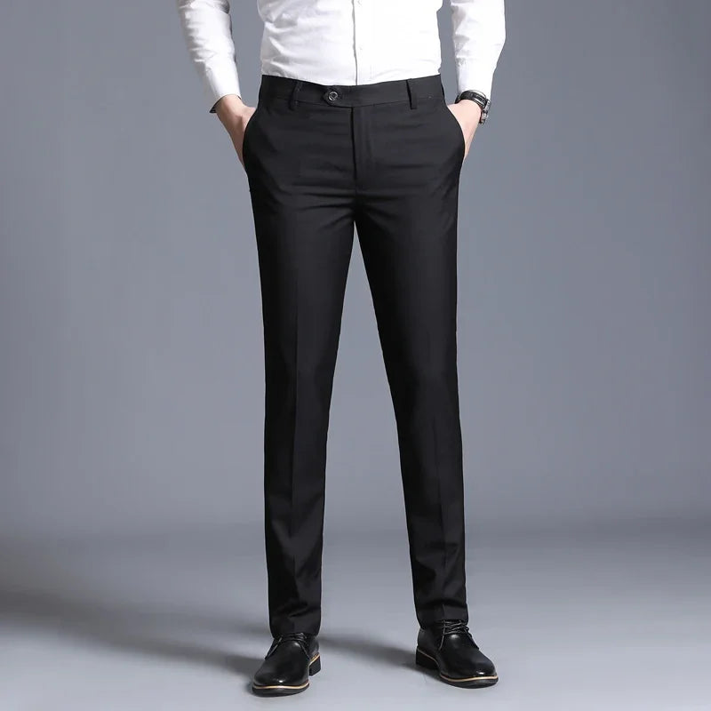 Slim Fit Wool Blend Dress Trousers
