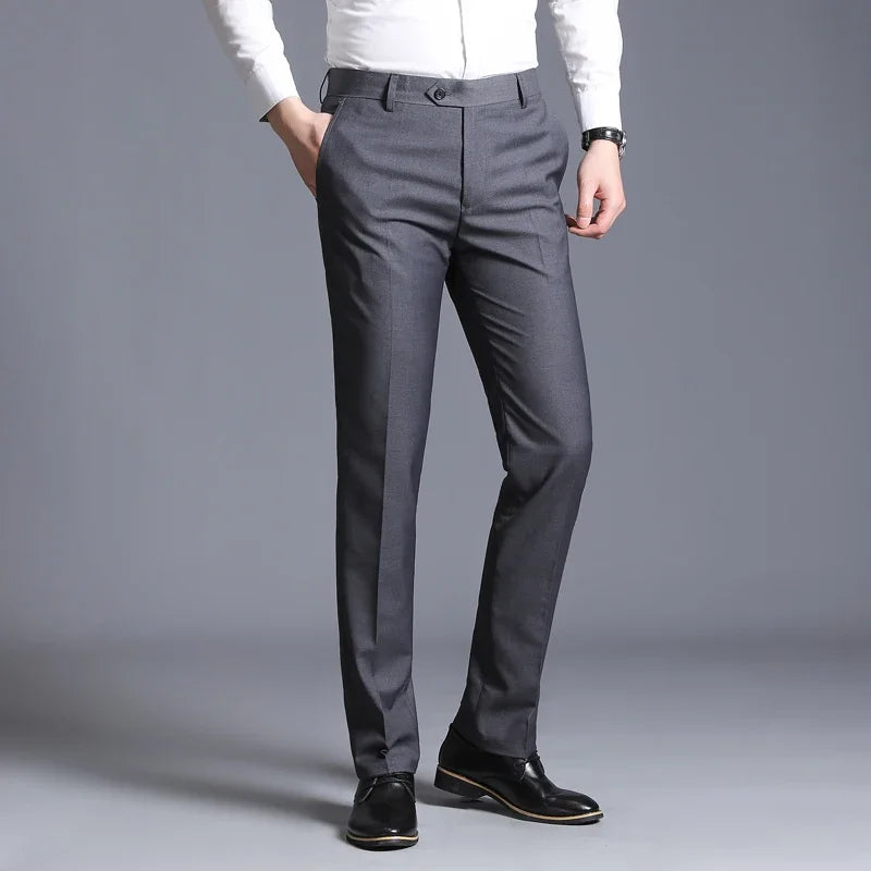 Slim Fit Wool Blend Dress Trousers