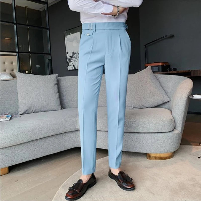 Slim Pinstripe Formal Trousers