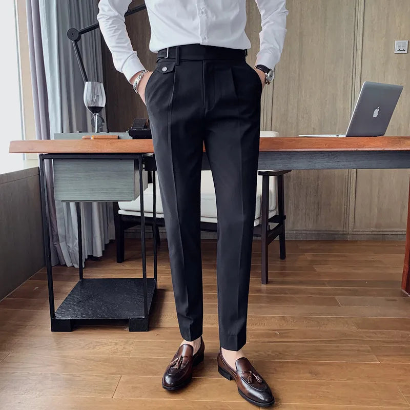Slim Pinstripe Formal Trousers