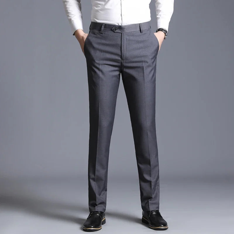 Slim Fit Wool Blend Dress Trousers