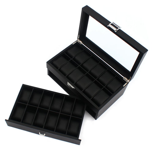 10-Slot Luxury Leather Watch Display Case