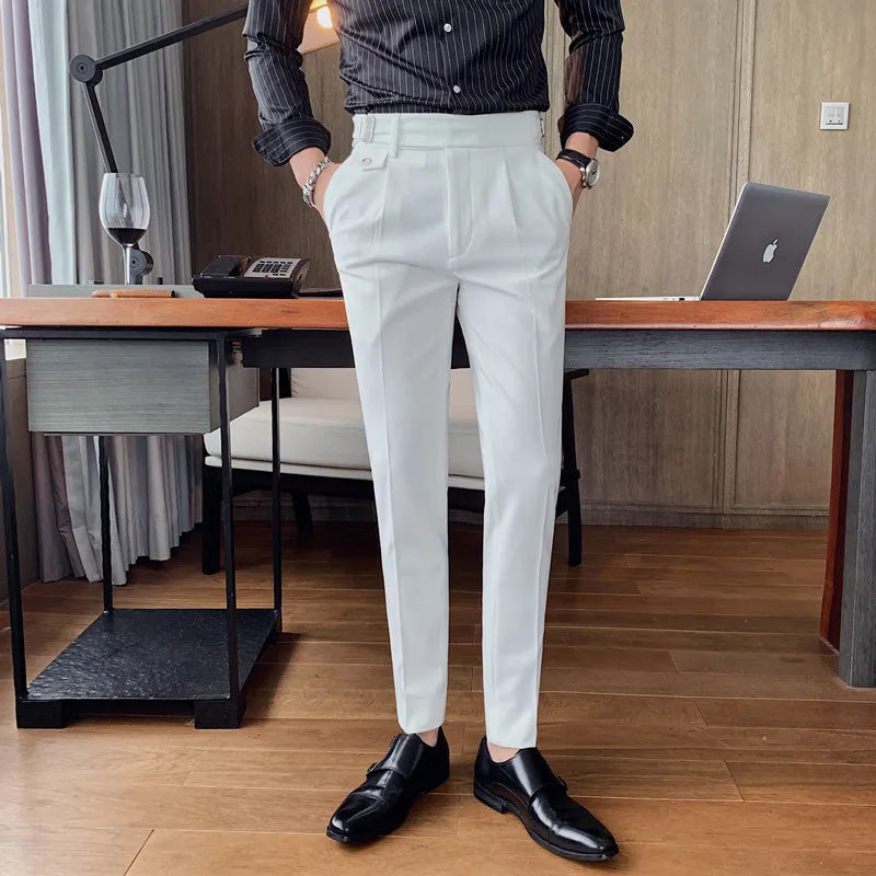 Slim Pinstripe Formal Trousers