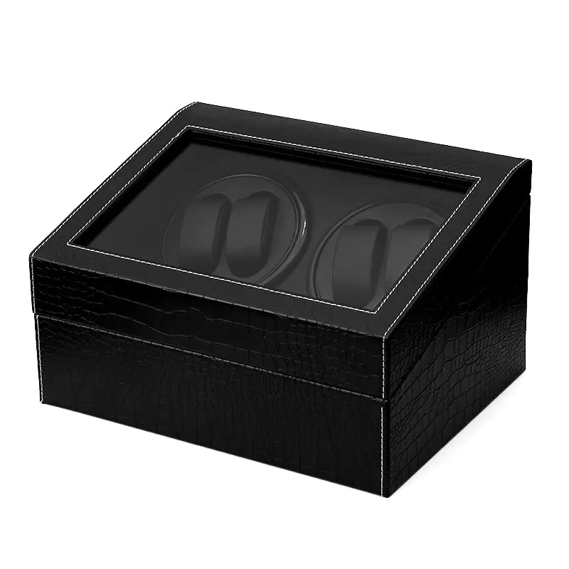 Automatic Watch Winder Box with Black Crocodile Pattern