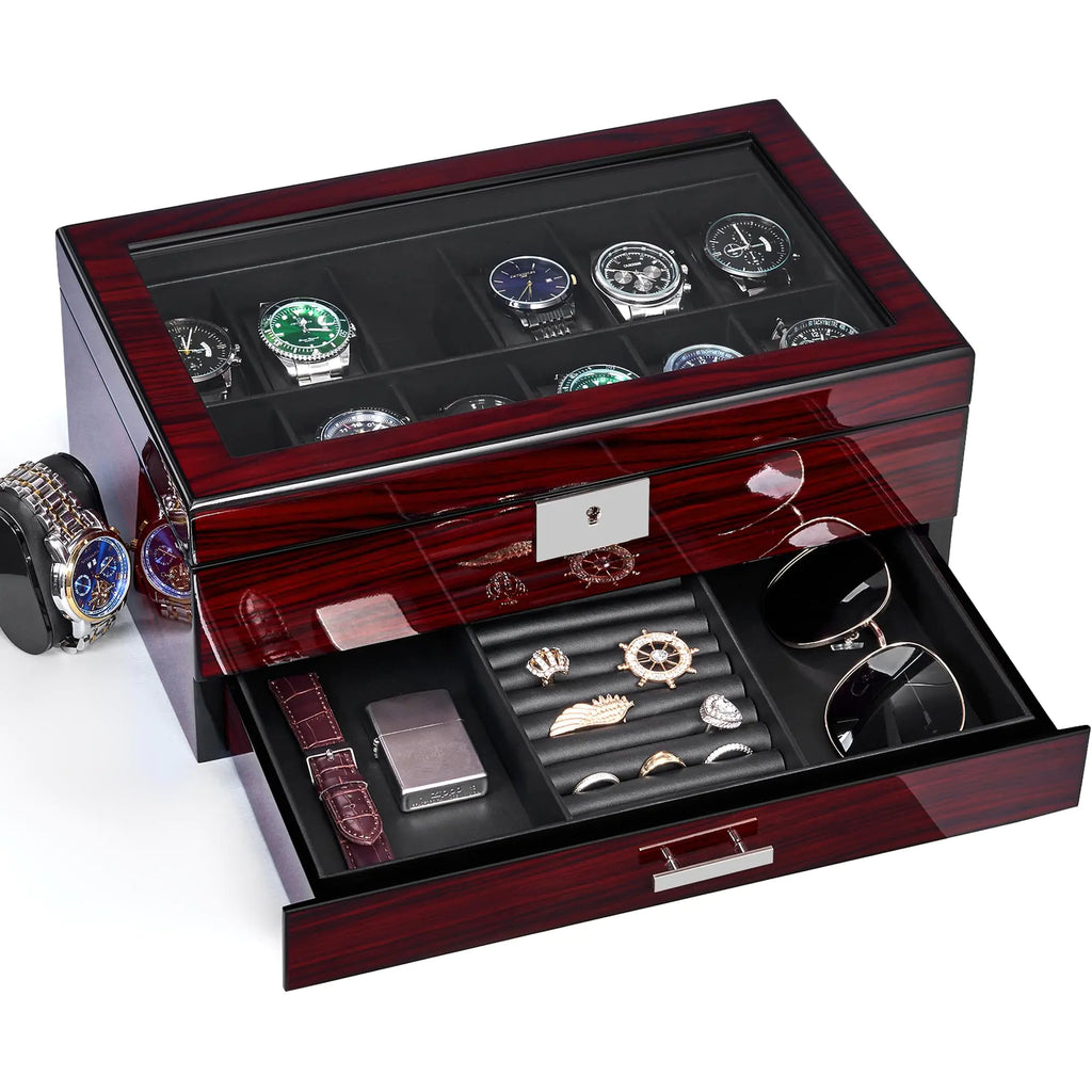ANWBROAD 12 Slot Watch Cases for Men Watch Box